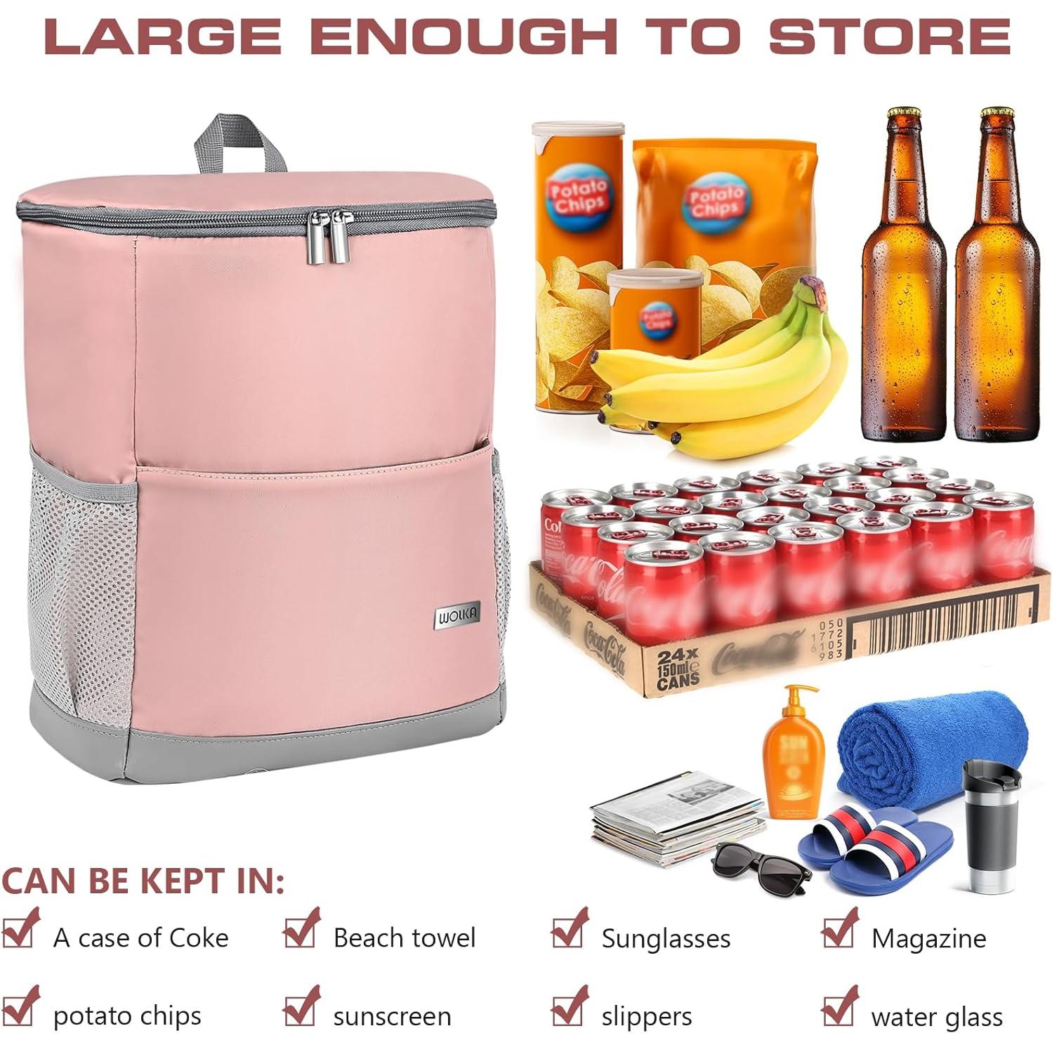 Mochila Enfriadora Aislada HAWGON 19L Impermeable Rosa Claro