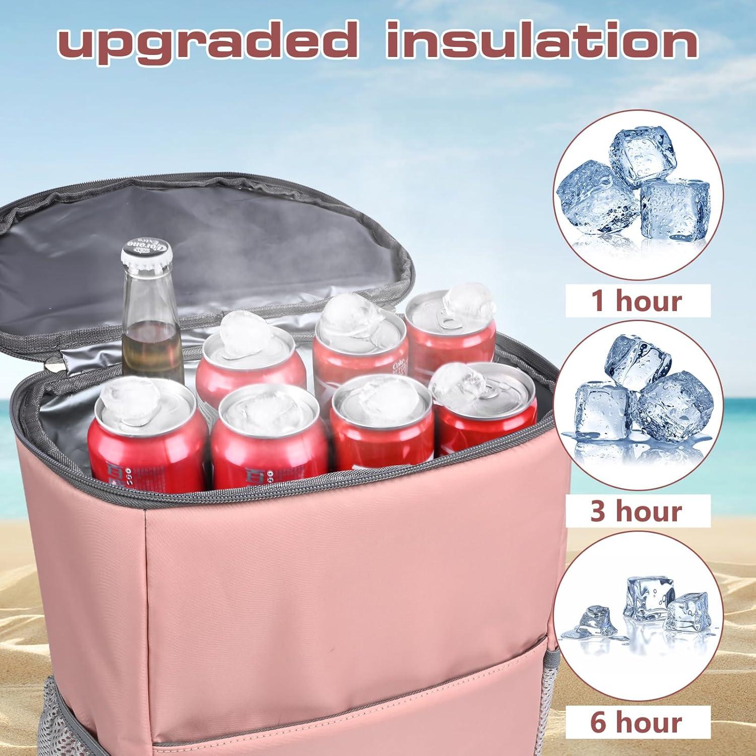 Mochila Enfriadora Aislada HAWGON 19L Impermeable Rosa Claro