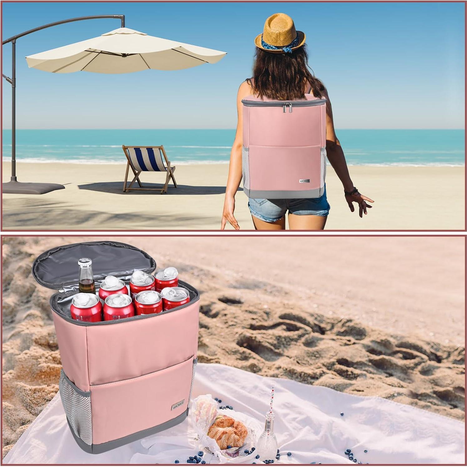 Mochila Enfriadora Aislada HAWGON 19L Impermeable Rosa Claro