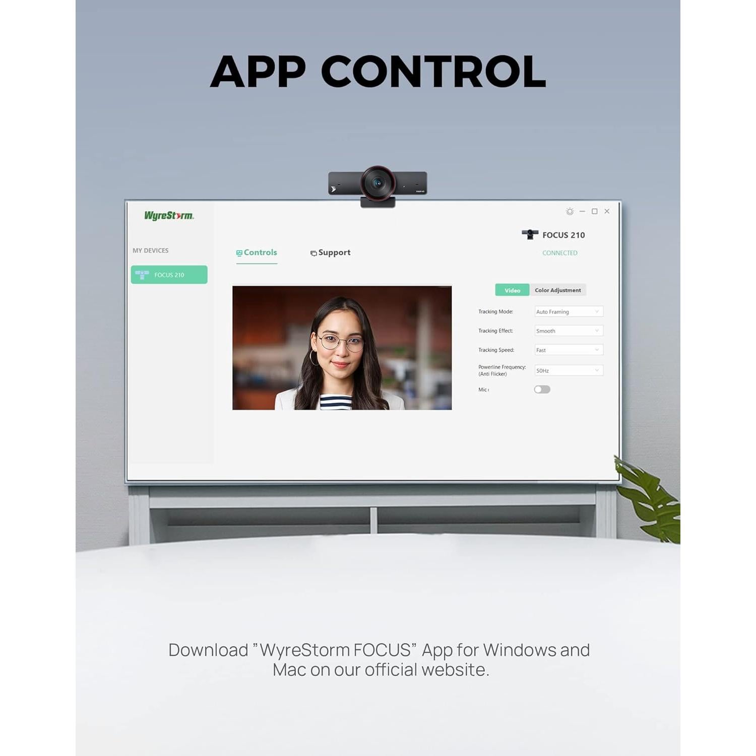 Cámara Web 4K WYRESTORM FOCUS-210 con Seguimiento AI y 120° FOV
