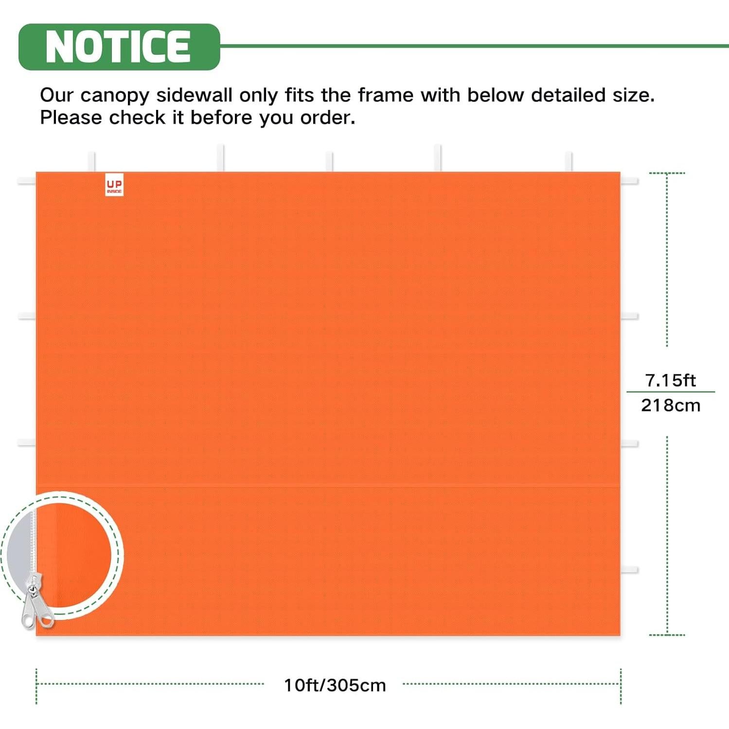 Paredes Laterales Carpa Plegable Acepic 10x10 Naranja 3 Piezas