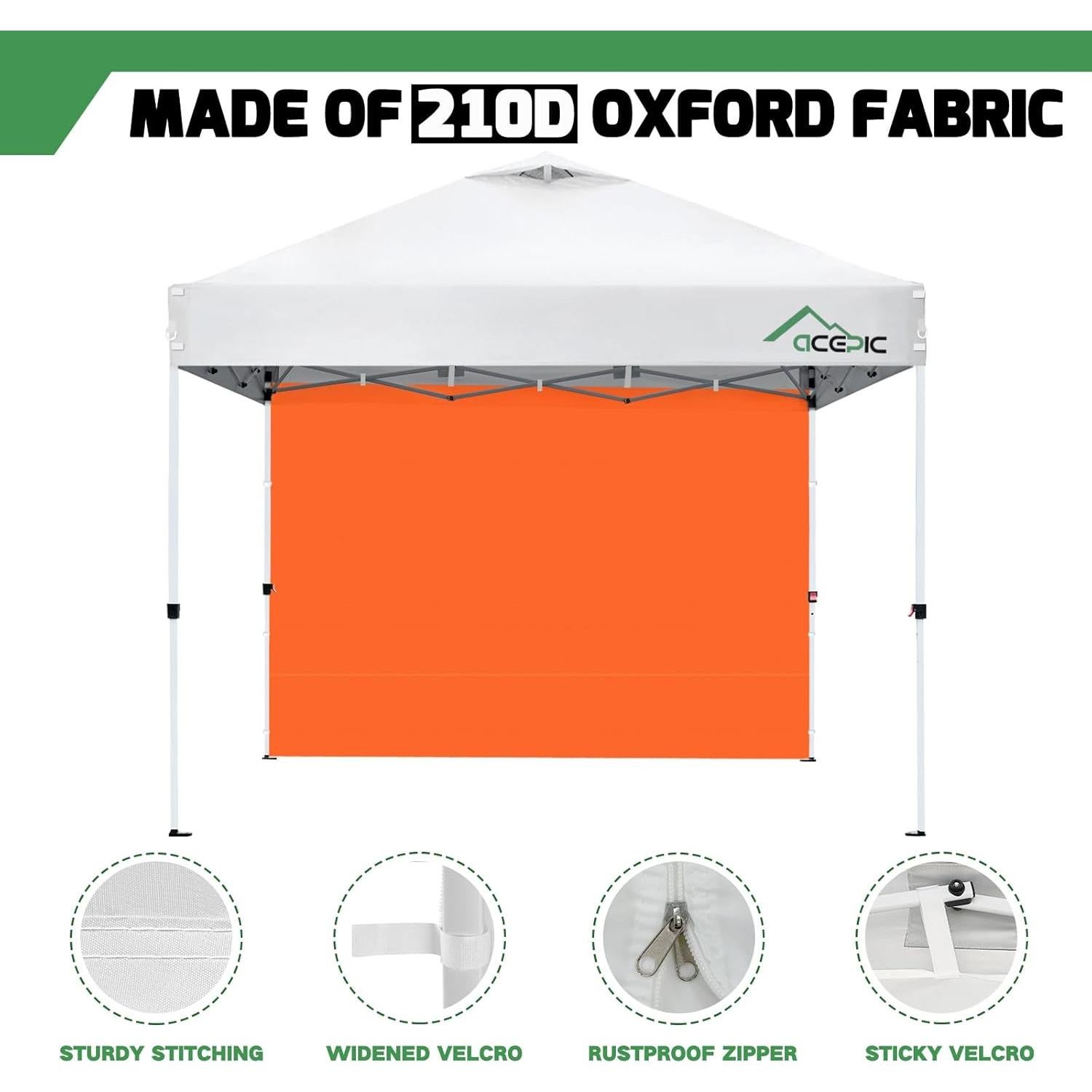 Paredes Laterales Carpa Plegable Acepic 10x10 Naranja 3 Piezas