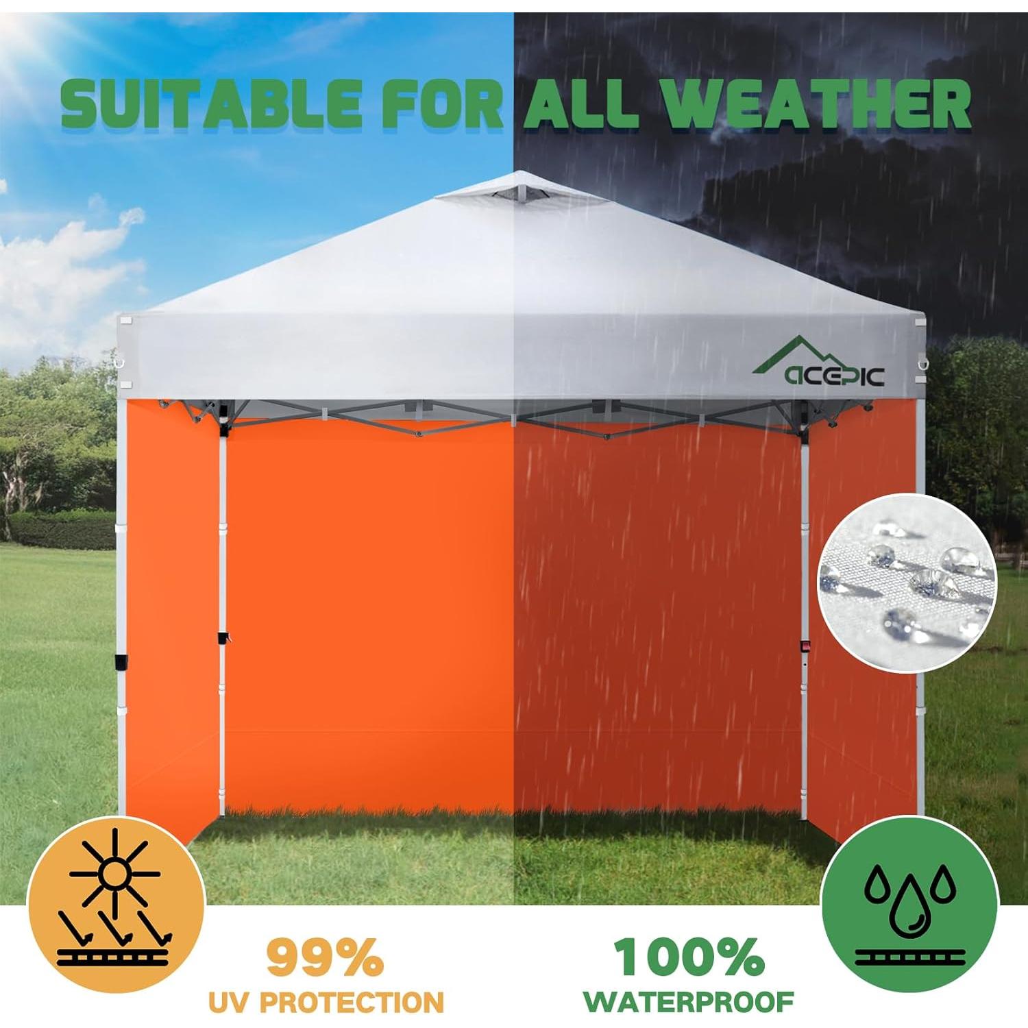Paredes Laterales Carpa Plegable Acepic 10x10 Naranja 3 Piezas