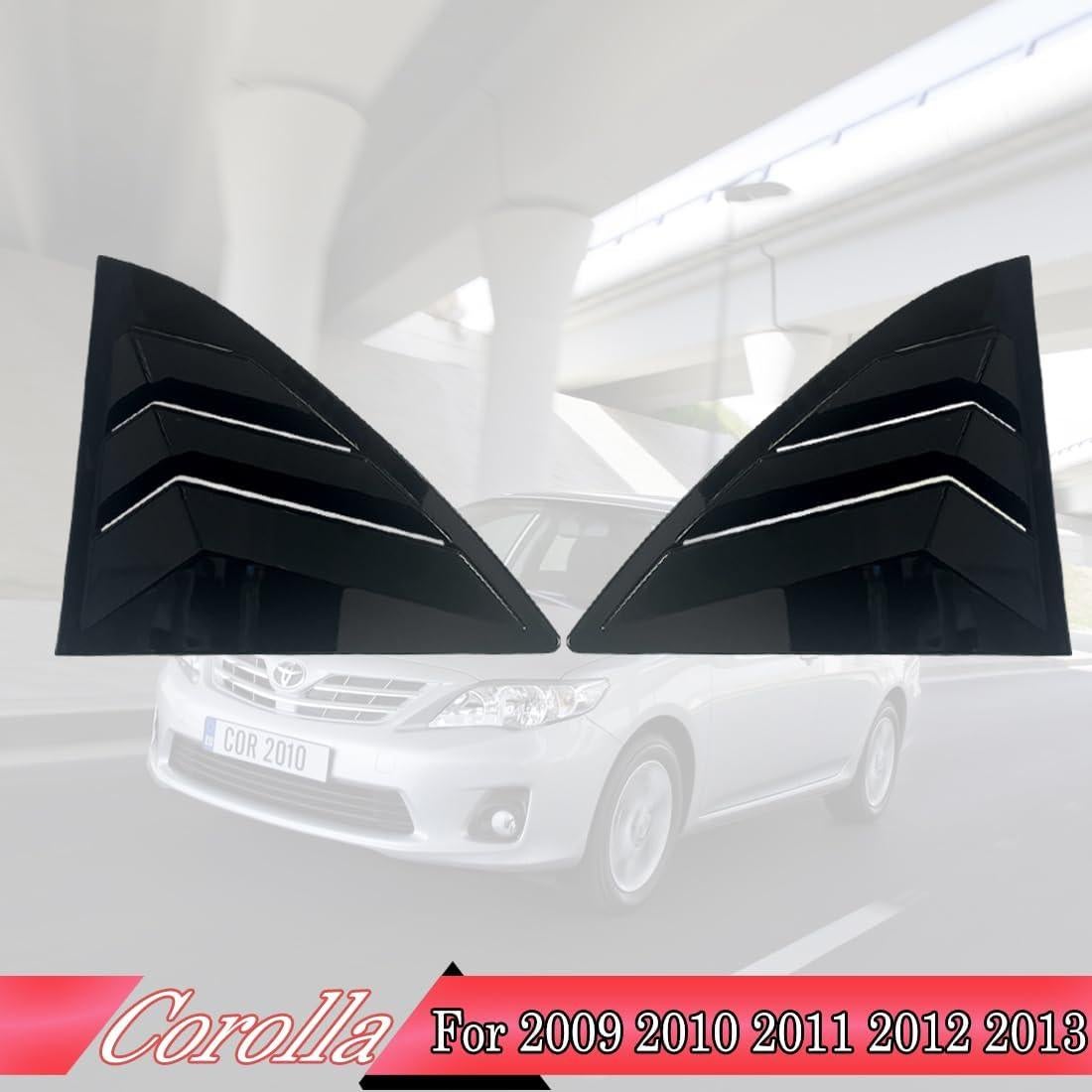 Window Louver,MUXEE 2Pcs Air Vent Scoop Shades Cover Blinds Trim for Toyota Corolla Altis/EX 2009 2010 2011 2012 2013 - ABS Bright Black Sport Decorative Accessories