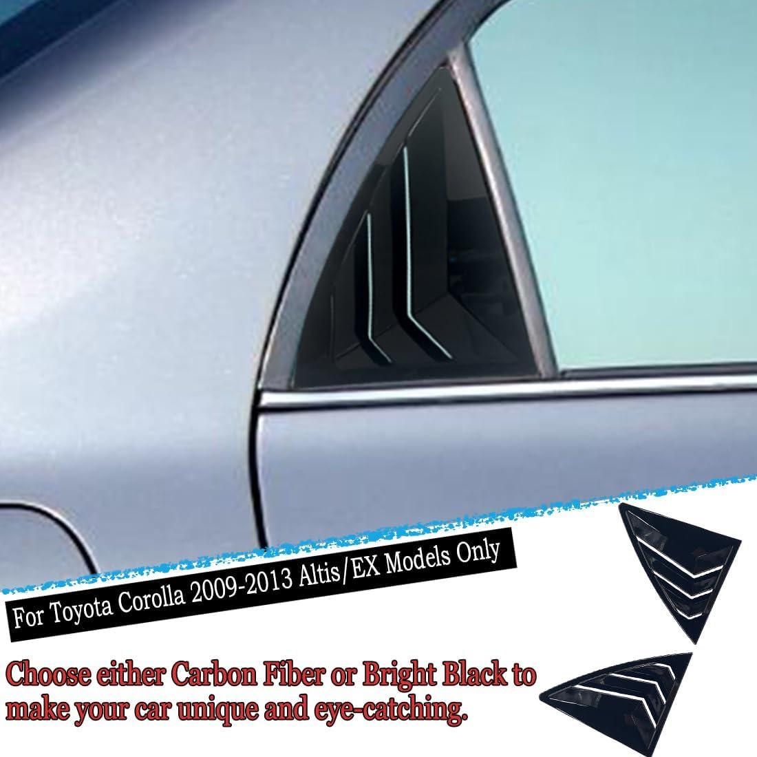 Window Louver,MUXEE 2Pcs Air Vent Scoop Shades Cover Blinds Trim for Toyota Corolla Altis/EX 2009 2010 2011 2012 2013 - ABS Bright Black Sport Decorative Accessories