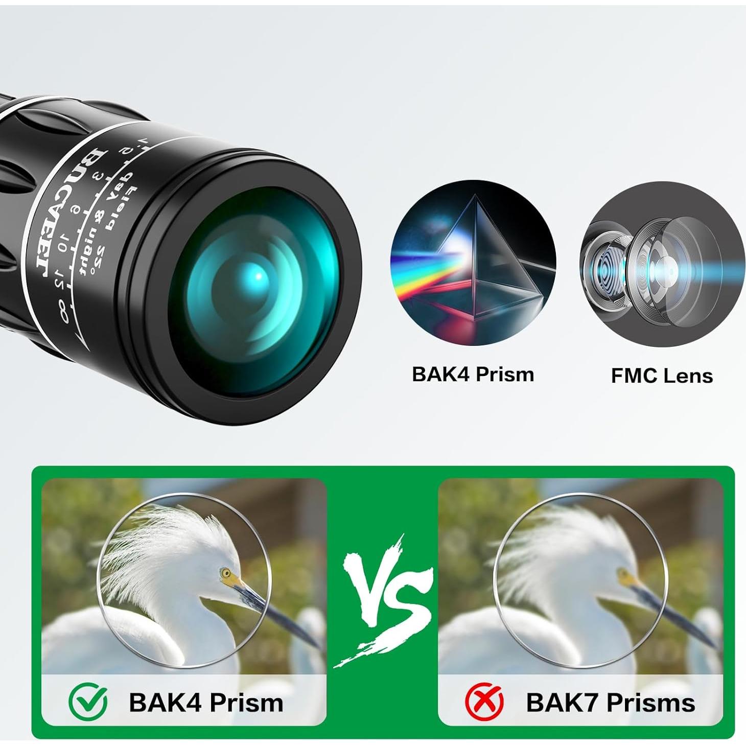 Monocular 12x50 HD BUCAEEL para observación de aves y senderismo