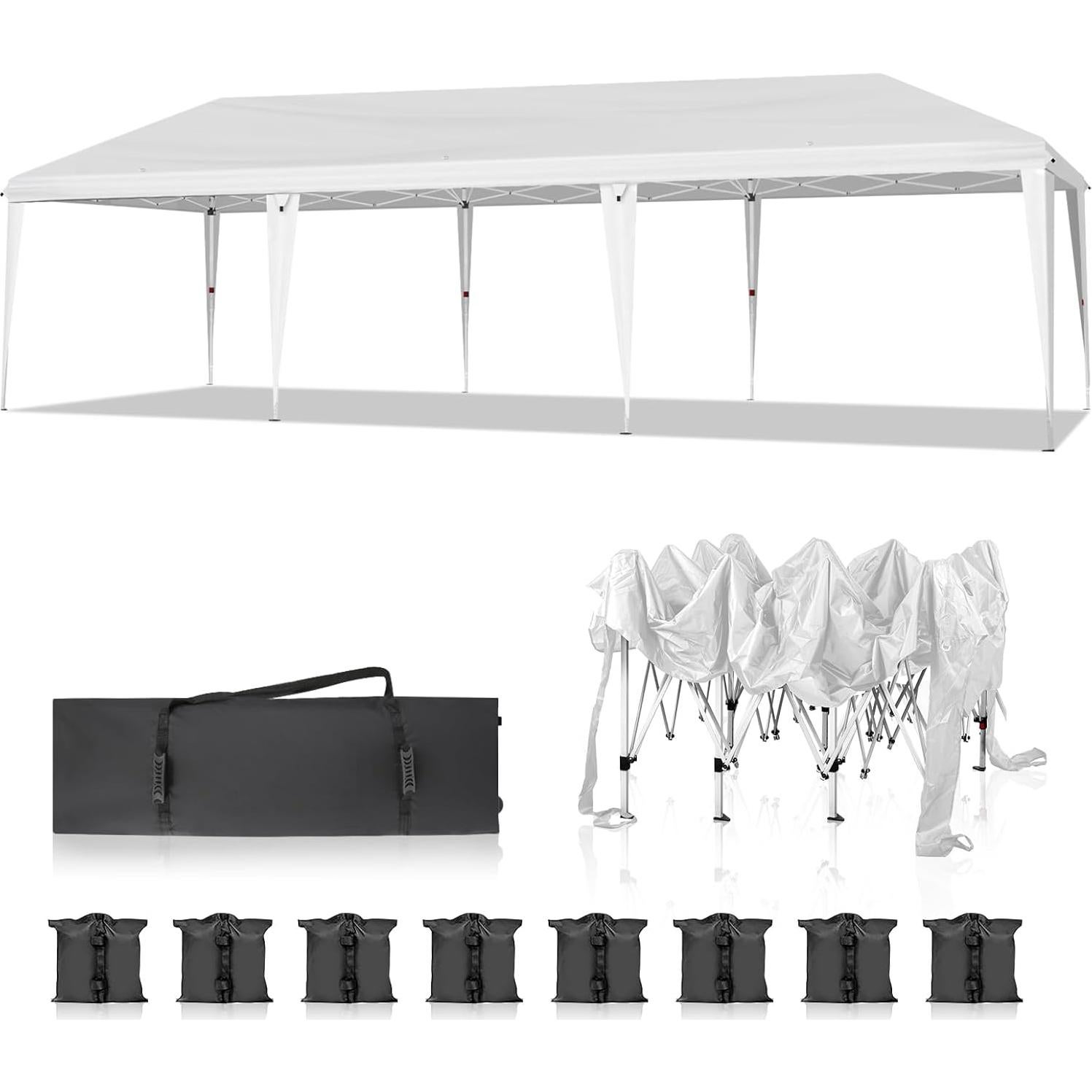 10X30ft Outdoor Canopy,10x30 Outdoor Canopy Tent Patio Camping Heavy Duty Gazebo Shelter Party Wedding BBQ Events with Side Removable Walls, Waterproof Shelter, White