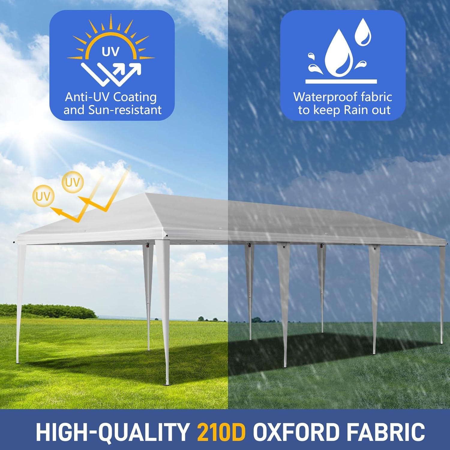 10X30ft Outdoor Canopy,10x30 Outdoor Canopy Tent Patio Camping Heavy Duty Gazebo Shelter Party Wedding BBQ Events with Side Removable Walls, Waterproof Shelter, White
