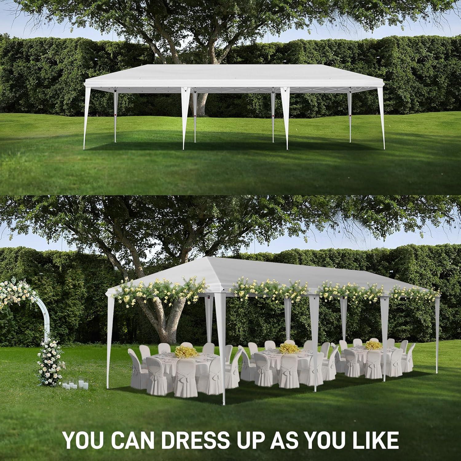 10X30ft Outdoor Canopy,10x30 Outdoor Canopy Tent Patio Camping Heavy Duty Gazebo Shelter Party Wedding BBQ Events with Side Removable Walls, Waterproof Shelter, White