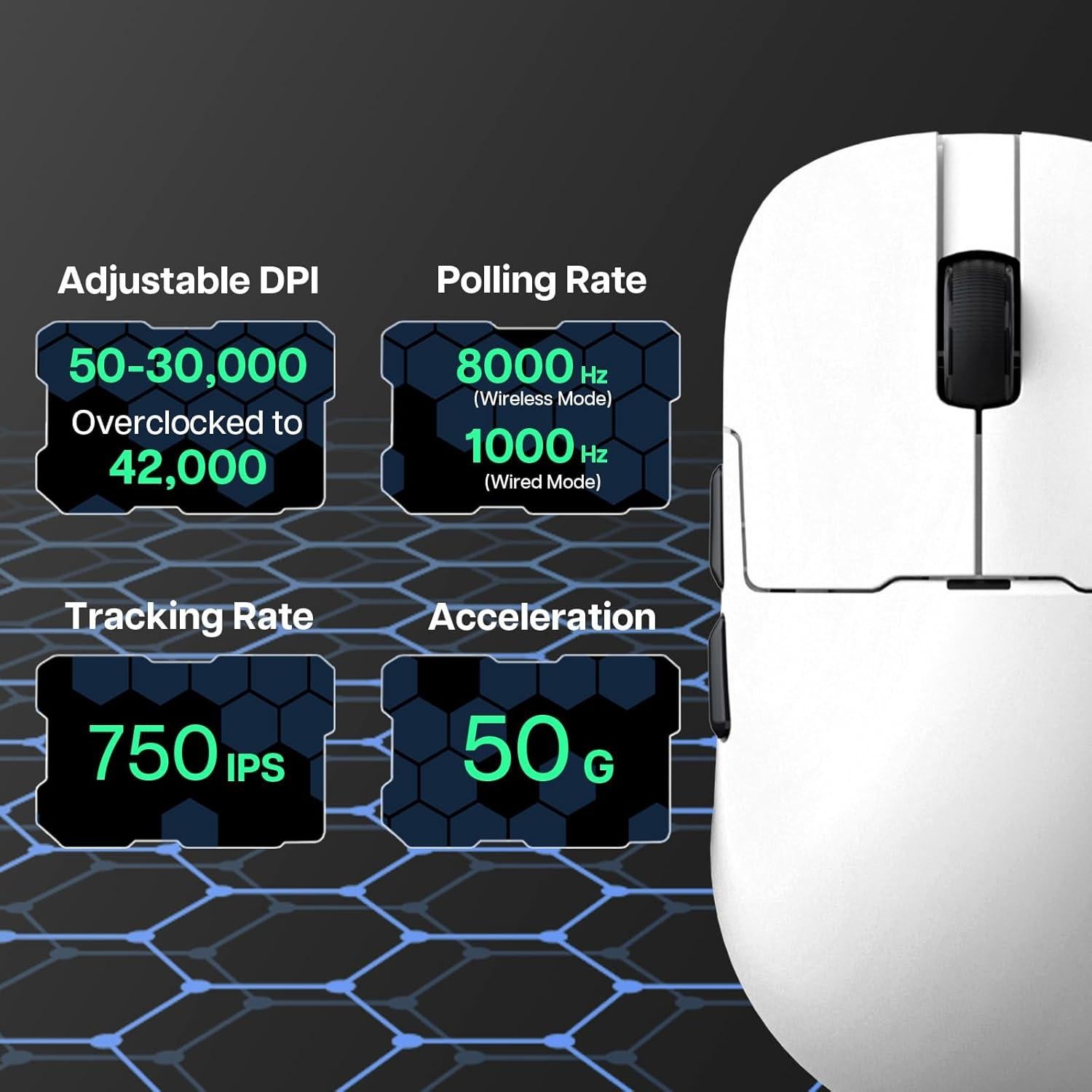 Ratón Inalámbrico AJAZZ AJ159 APEX 30000 DPI Blanco