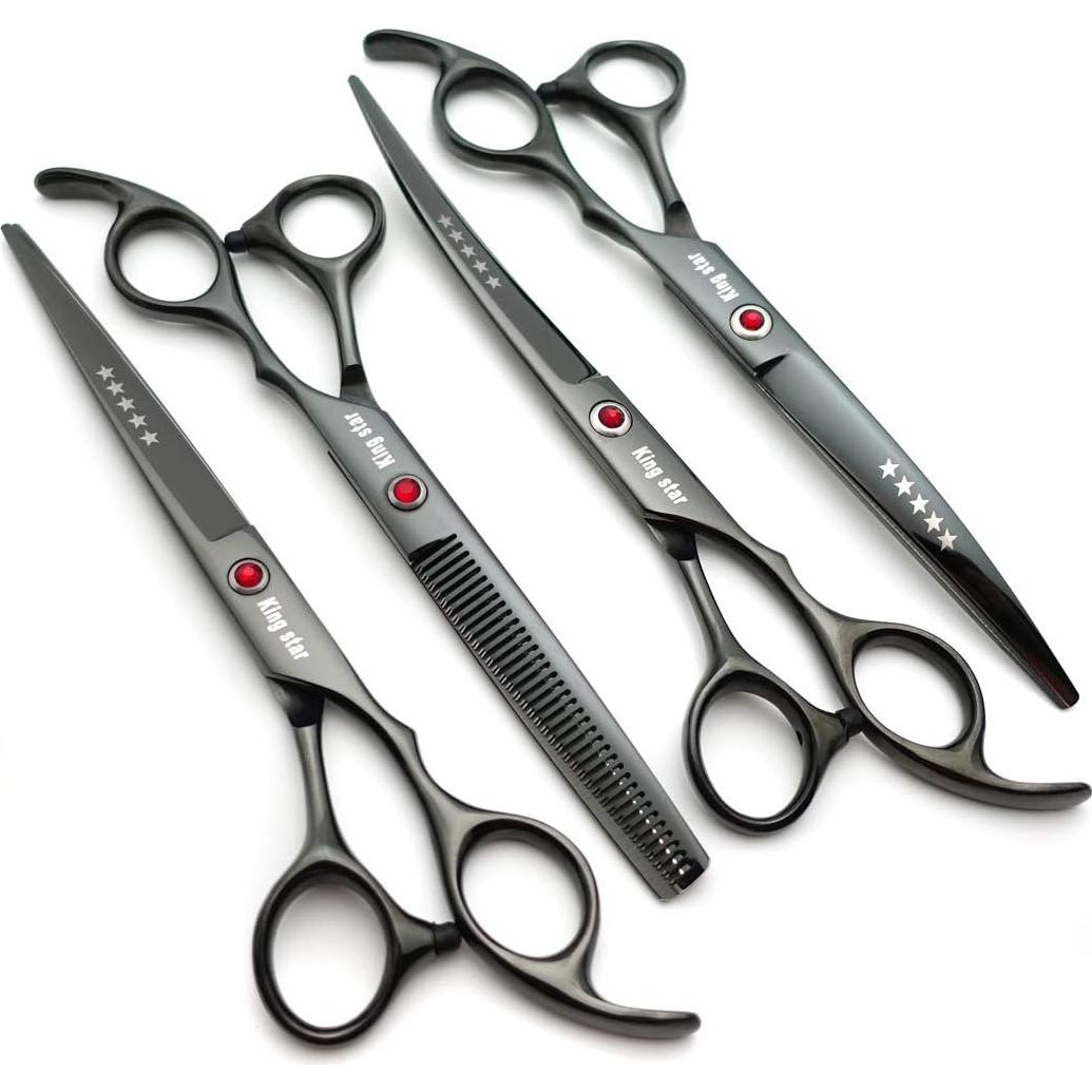 Juego de tijeras de peluquería KINGSTAR 4 piezas para mascotas
