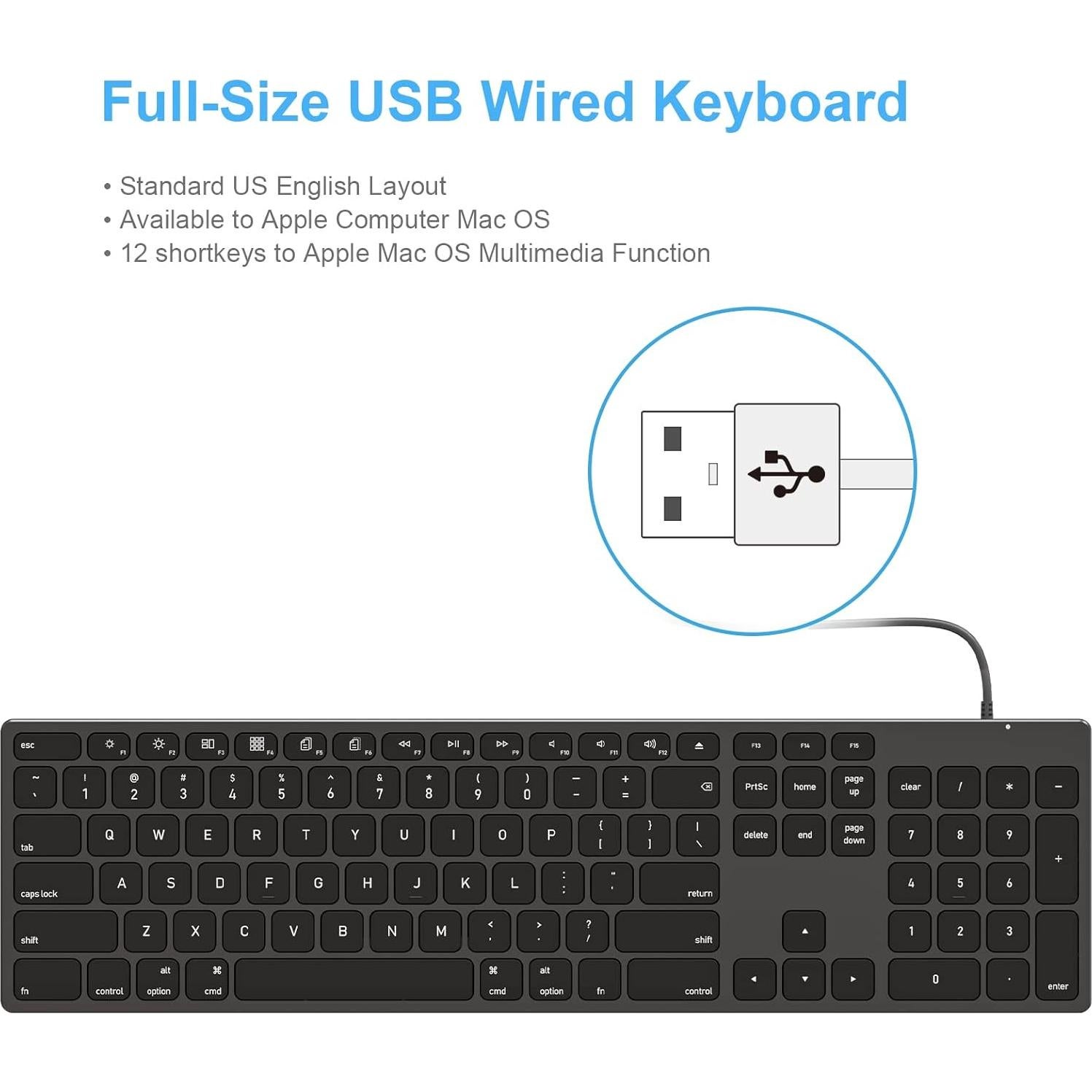 Teclado USB Alámbrico 9H de Aluminio con Teclado Numérico