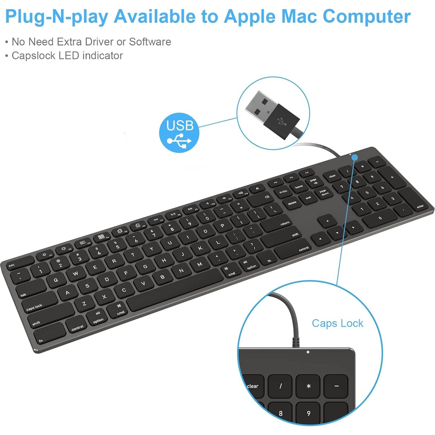 Teclado USB Alámbrico 9H de Aluminio con Teclado Numérico