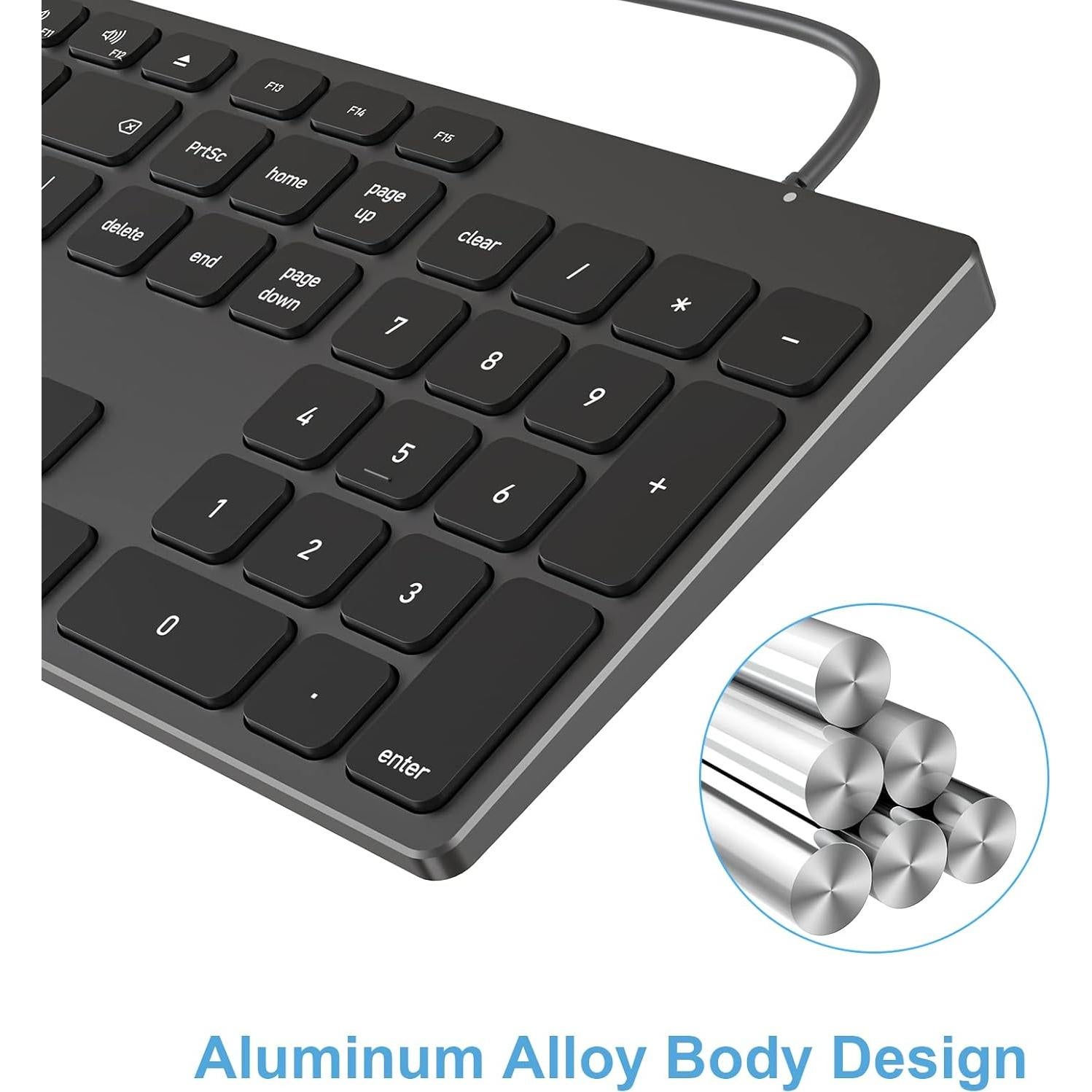 Teclado USB Alámbrico 9H de Aluminio con Teclado Numérico