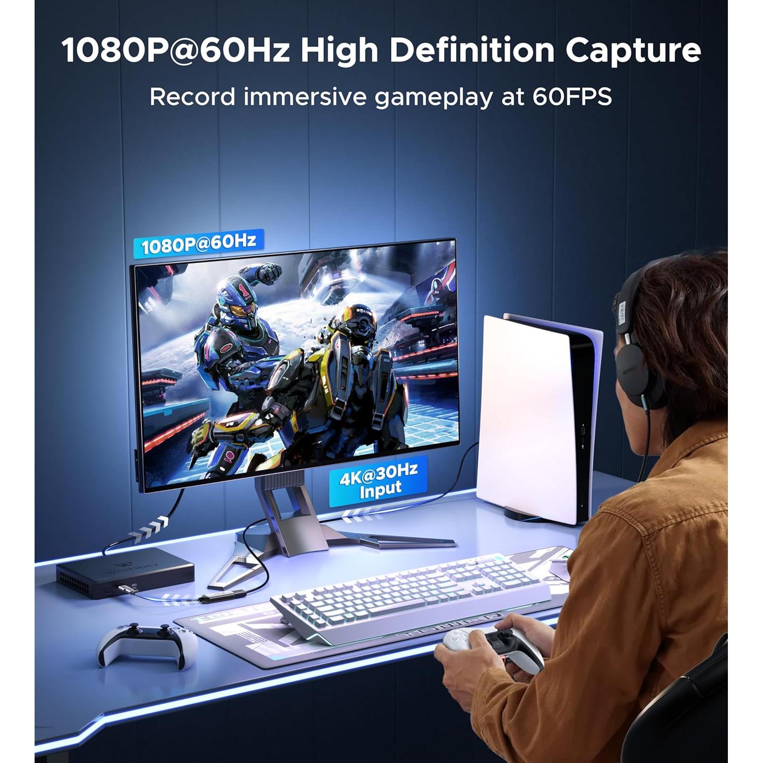 WARRKY Tarjeta de Captura HDMI 1080P 60FPS USB-C Gris