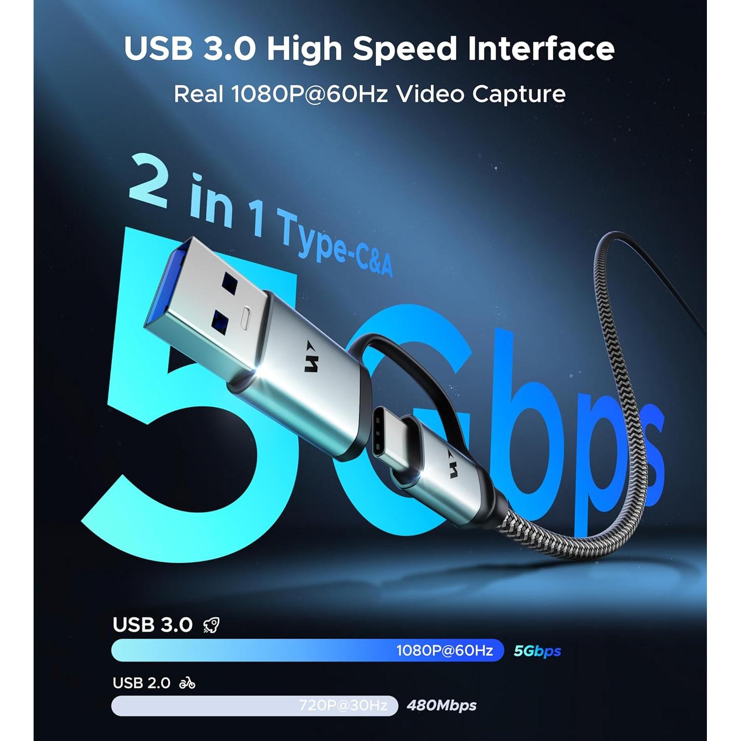 WARRKY Tarjeta de Captura HDMI 1080P 60FPS USB-C Gris