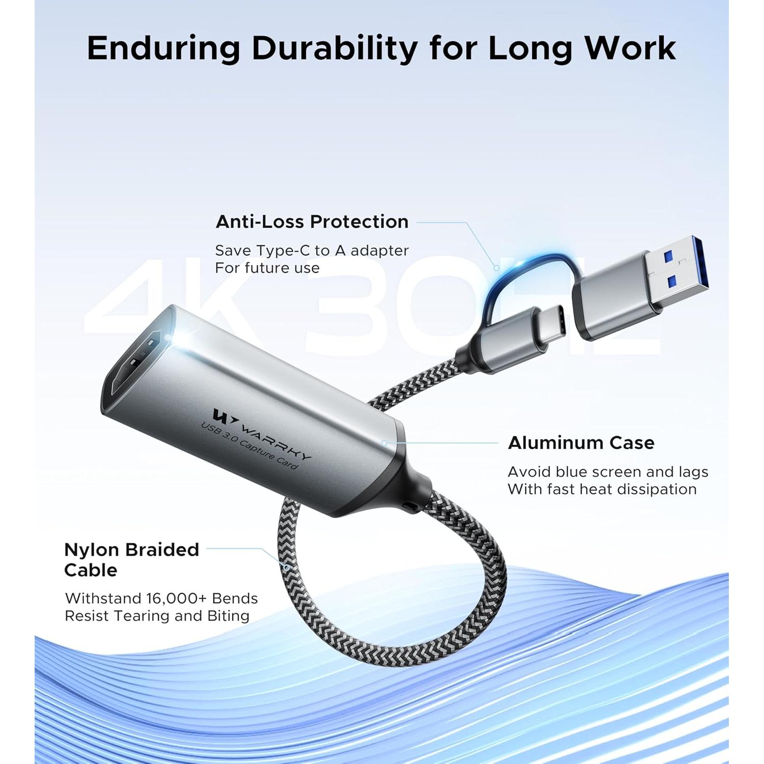 WARRKY Tarjeta de Captura HDMI 1080P 60FPS USB-C Gris