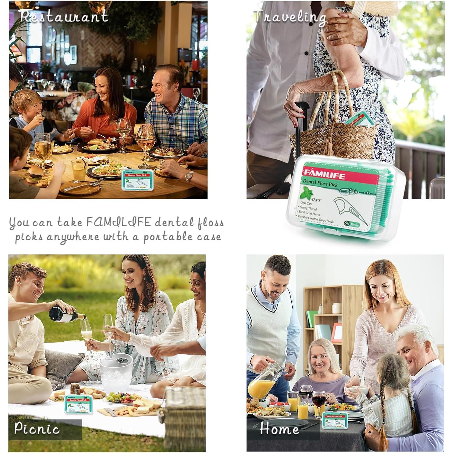 Palillos de Hilo Dental FAMILIFE 240 Piezas Menta Viaje