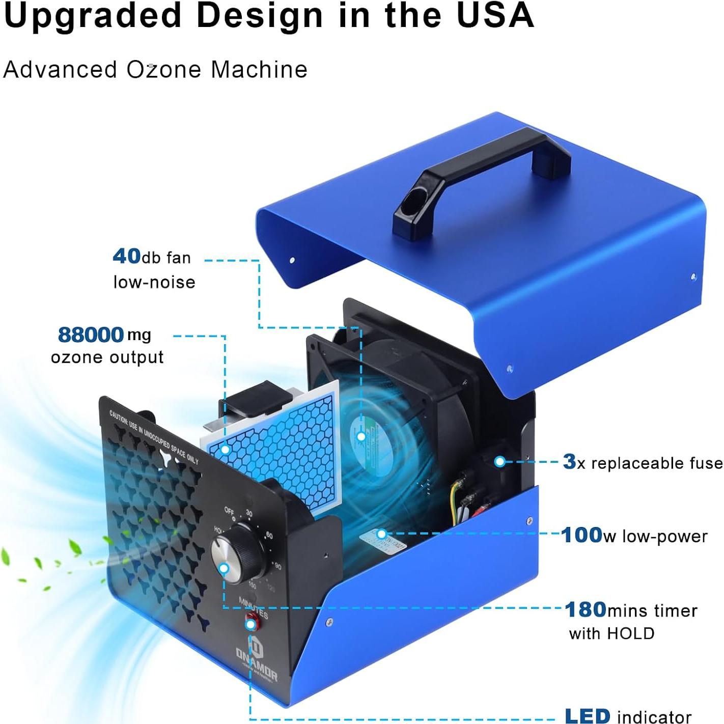Generador de Ozono ONAMOR 88000mg para Hogar y Vehículos
