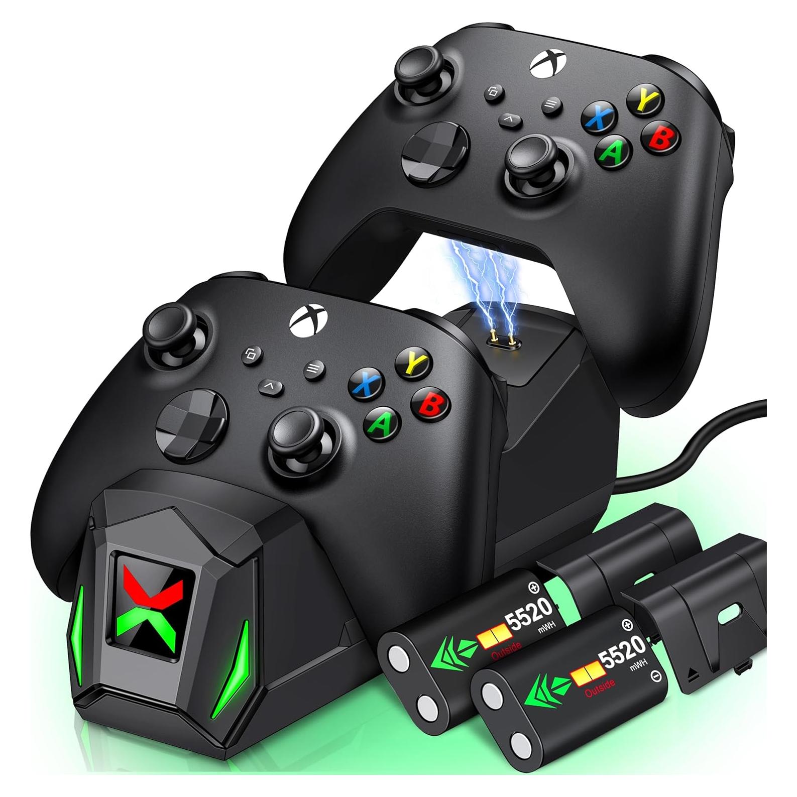 Estación de Carga para Controlador Xbox + LIFUFUTEE + 2 Baterías 5520mWh