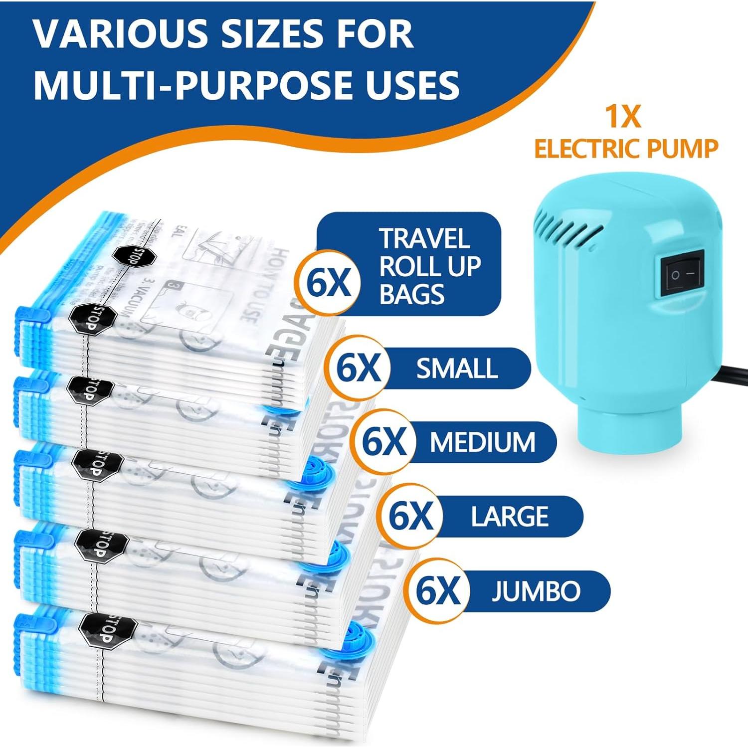 Bolsas de Almacenamiento al Vacío ZPP 30 Pzas con Bomba Eléctrica