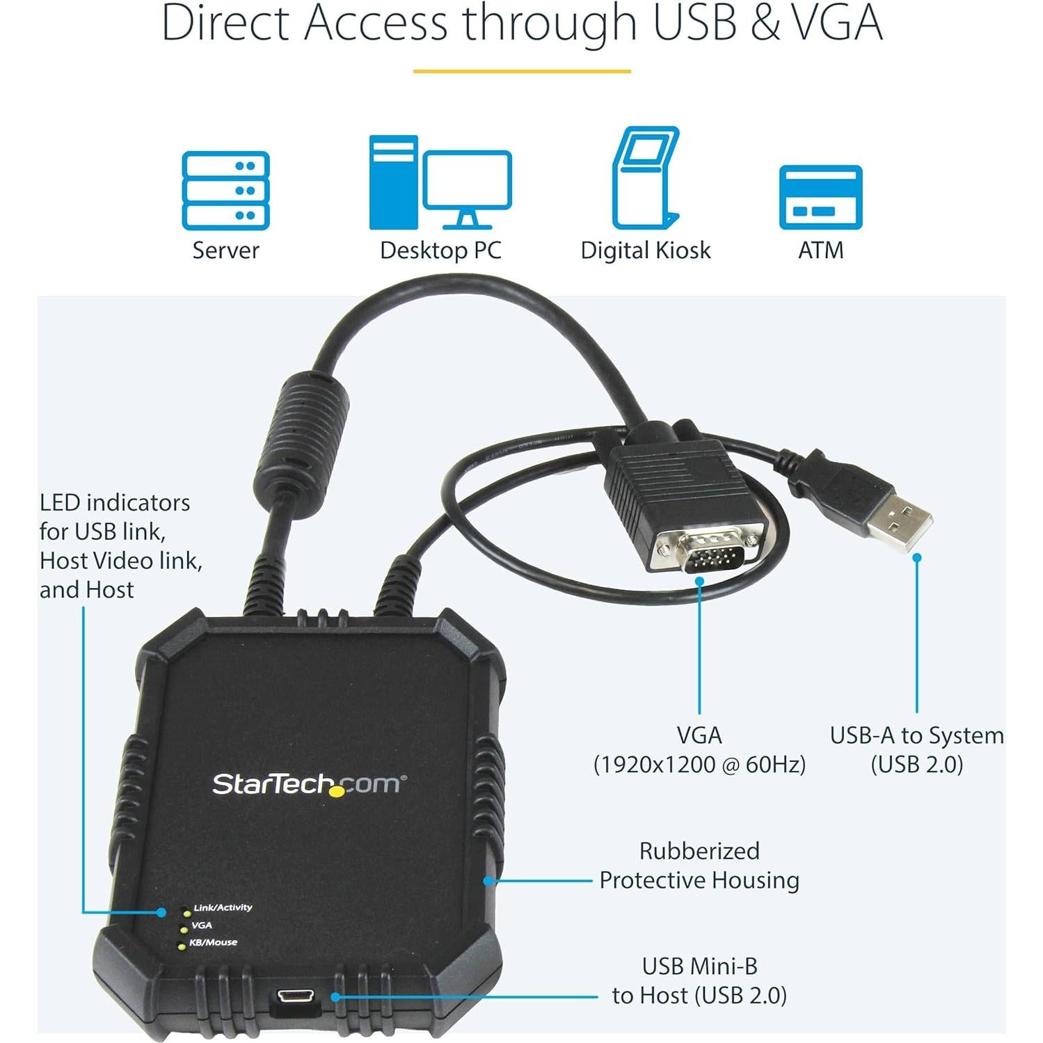 Adaptador KVM USB/VGA StarTech NOTECONS02X Rugoso