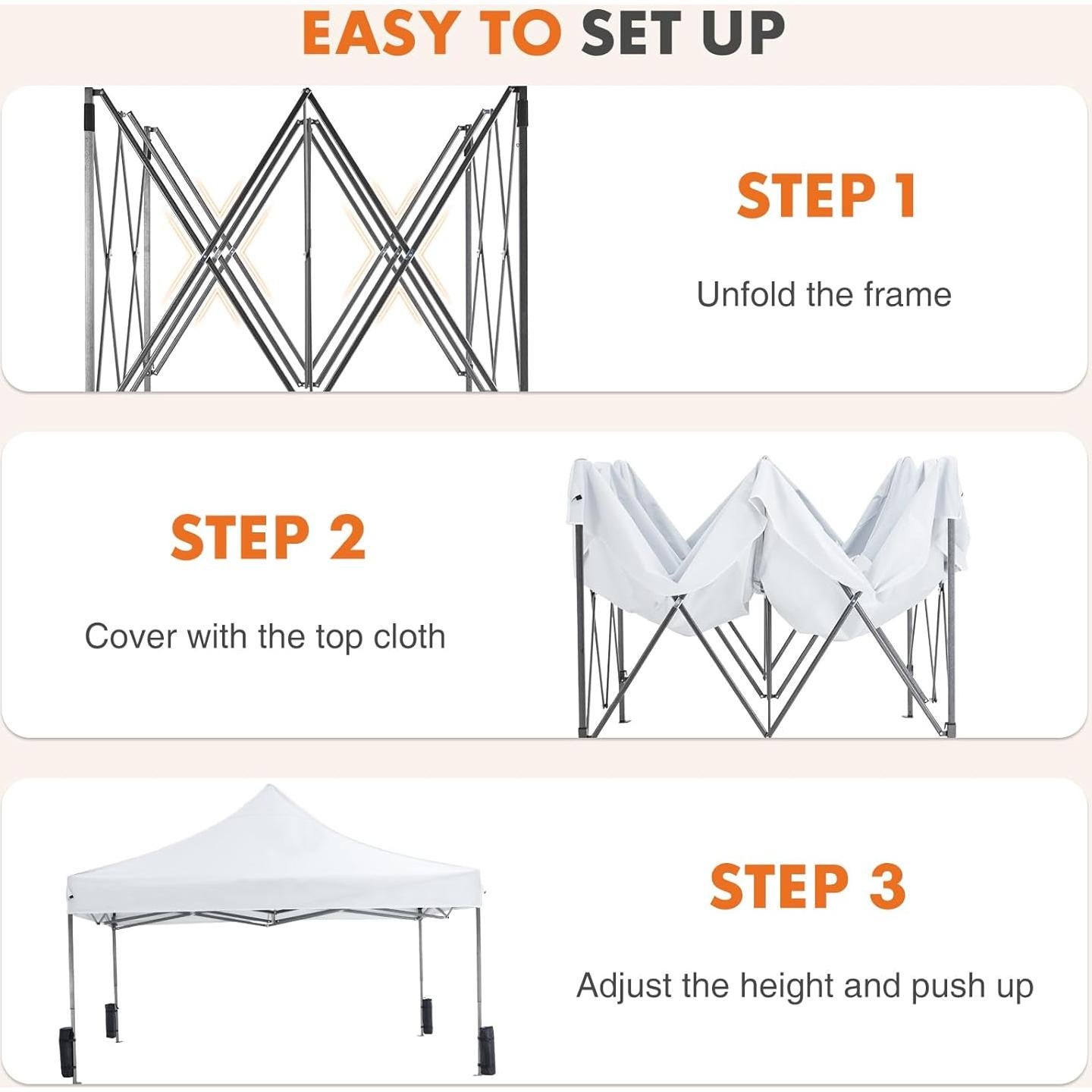 Carpa Pop Up Sweetcrispy Blanca 3x3m Resistente al Agua