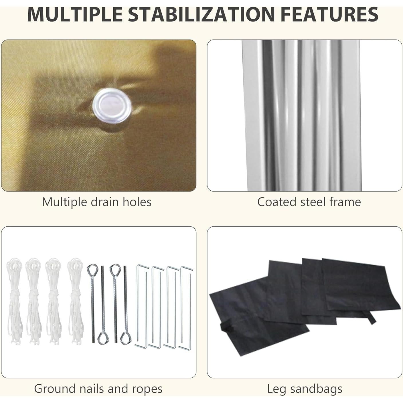 Carpa Plegable Outsunny 3 Paredes Beige 10x10 pies Ajustable