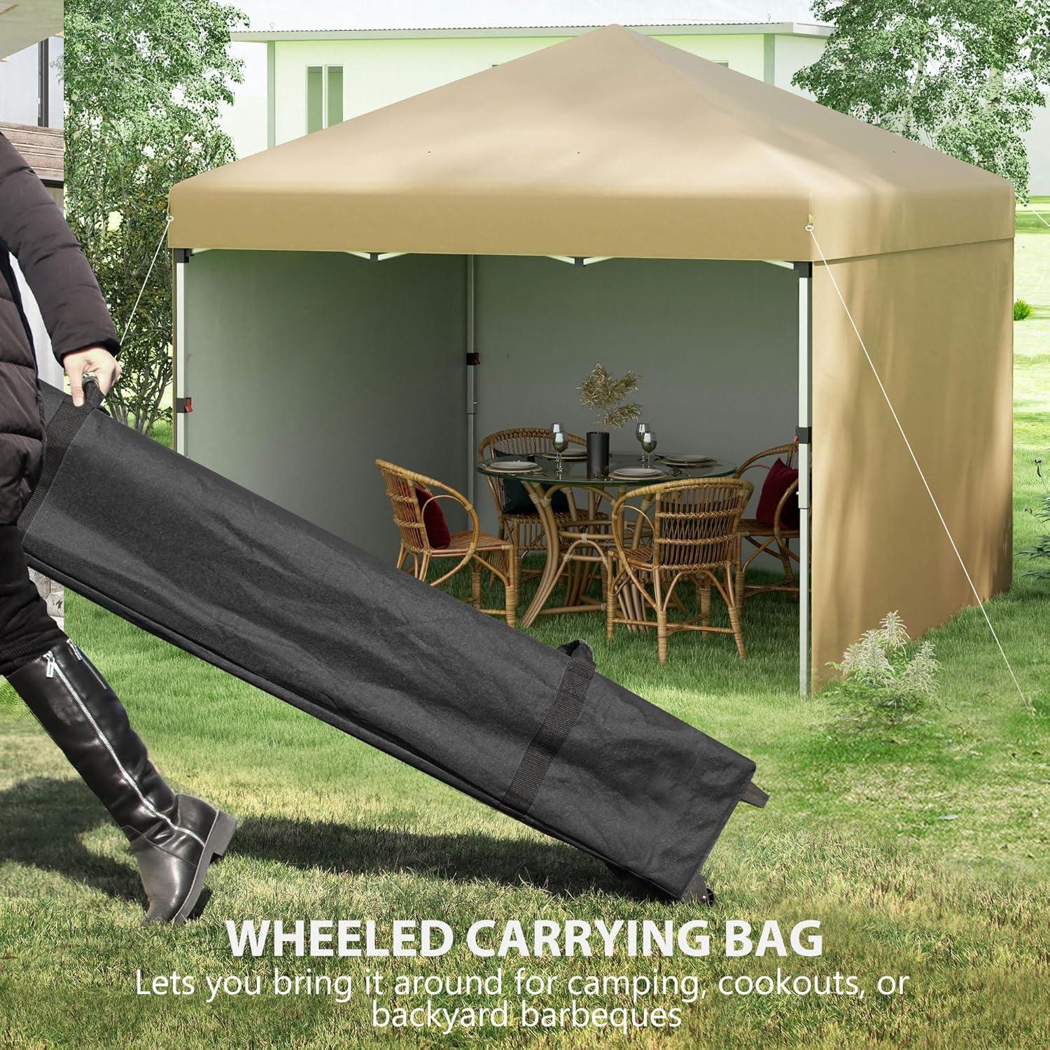 Carpa Plegable Outsunny 3 Paredes Beige 10x10 pies Ajustable