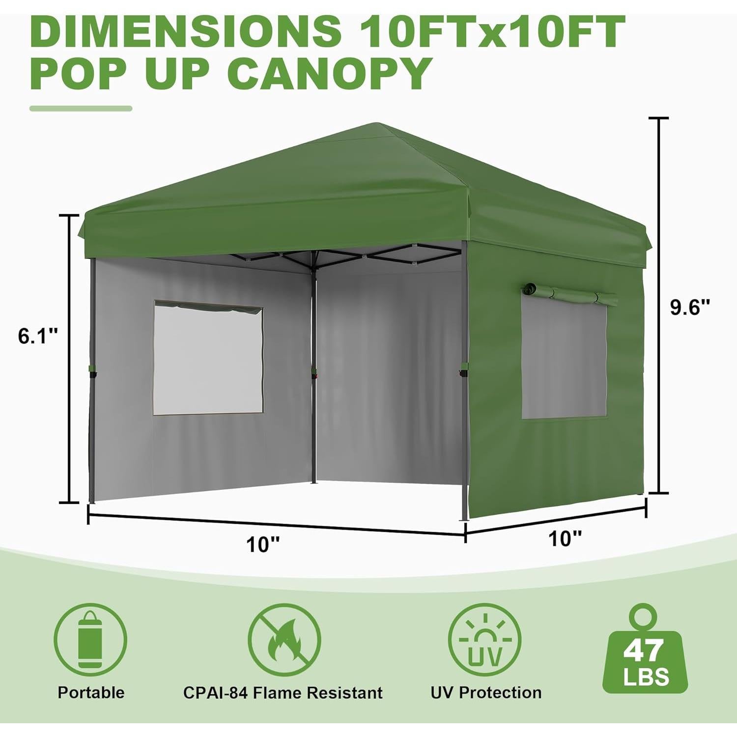 Carpa Canopy 3x3m Reljofum Verde con 3 Paredes Laterales