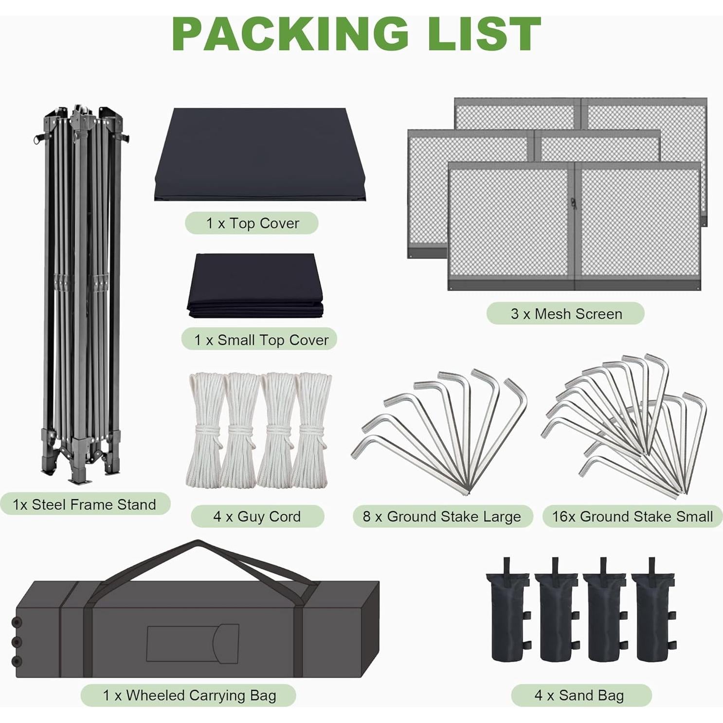 Carpa Canopy 3x3m Reljofum Verde con 3 Paredes Laterales