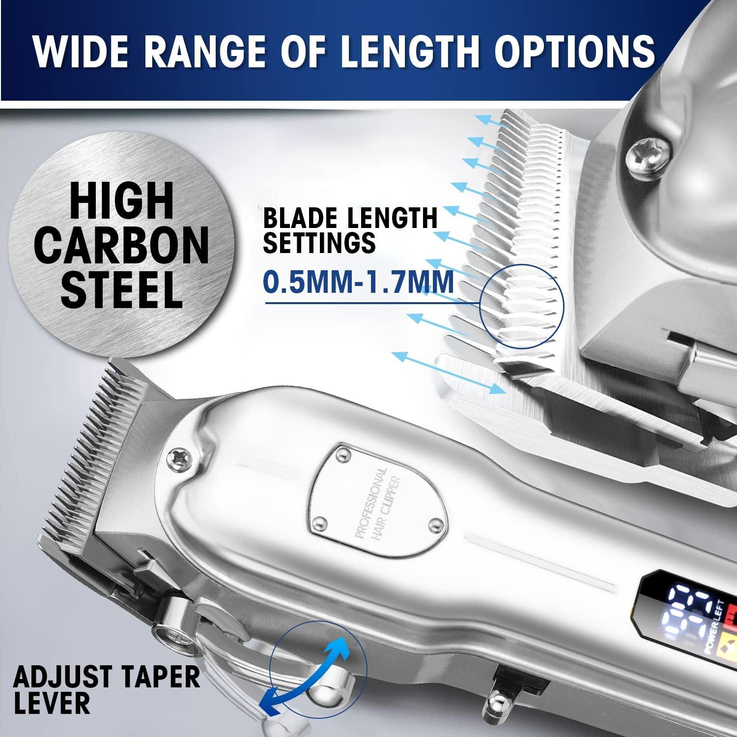 Karrte Kit Cortadoras de Cabello Inalámbrico Plata 8 Peines