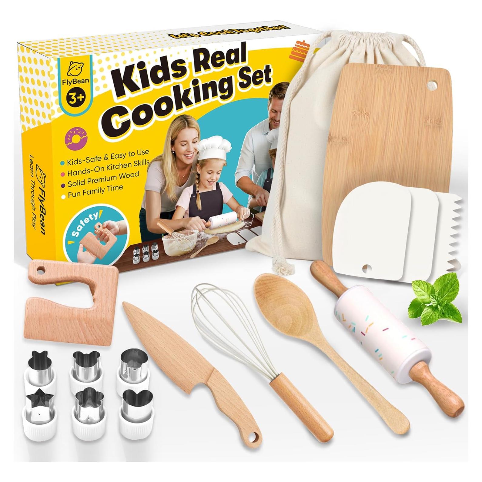 Juego de Herramientas de Cocina Montessori Flybean - Madera Deluxe