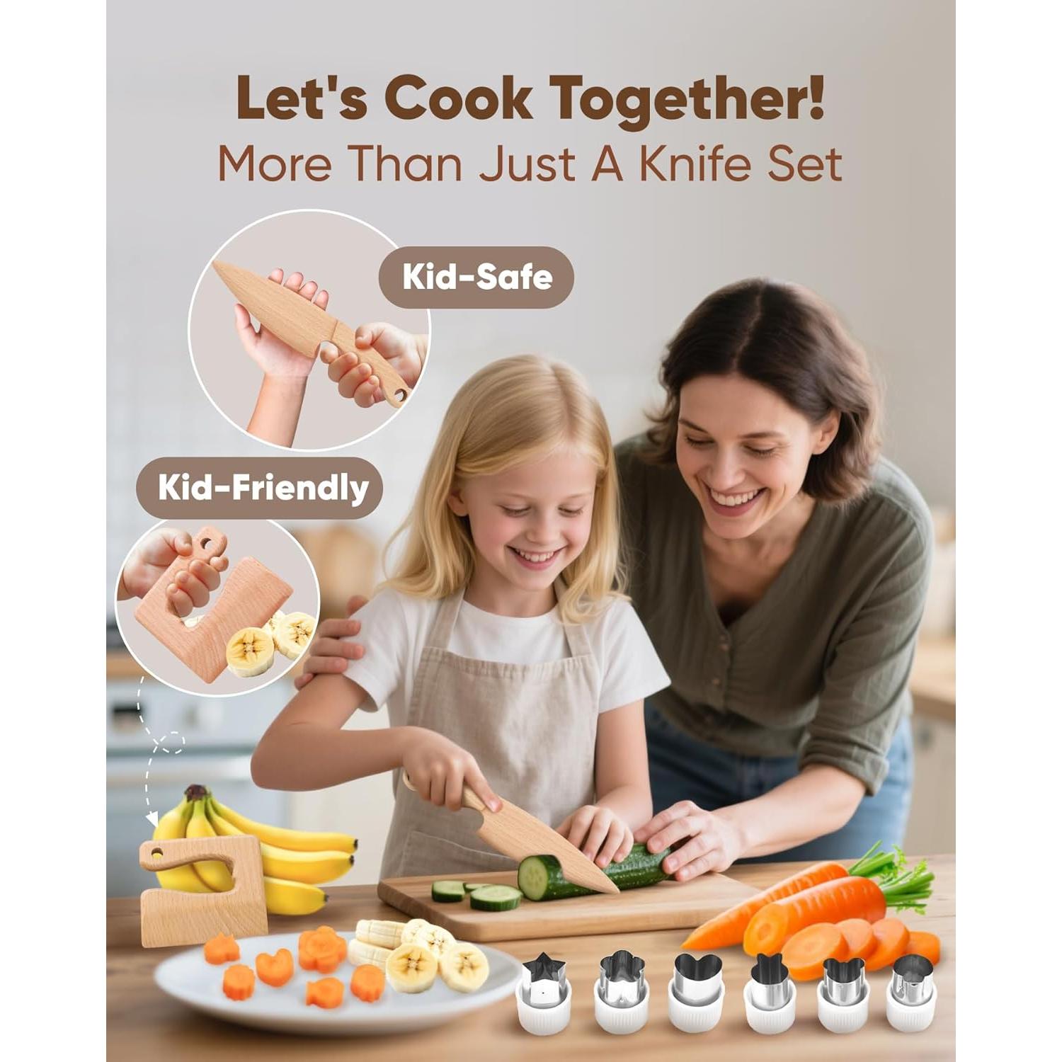 Juego de Herramientas de Cocina Montessori Flybean - Madera Deluxe