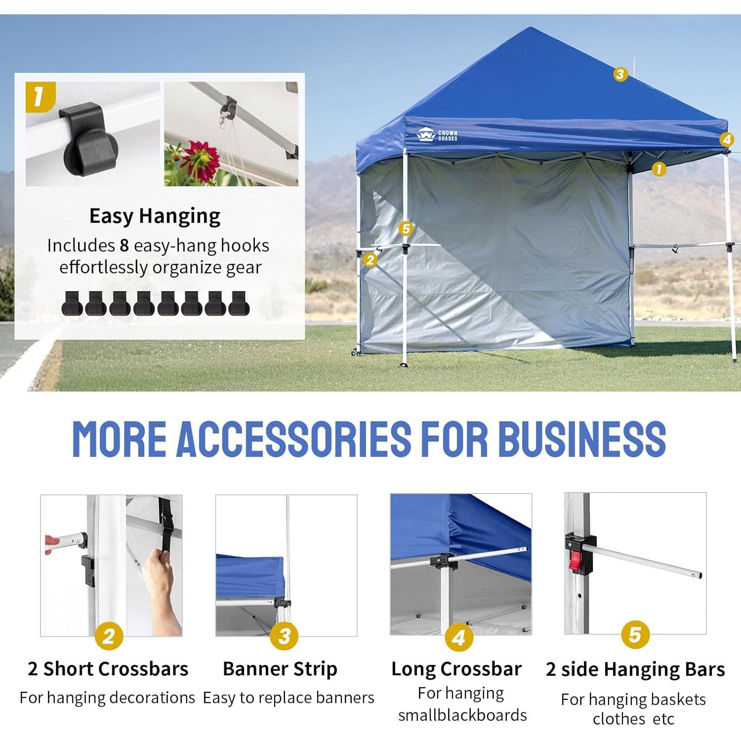 Carpa Plegable CROWN SHADES 3x3m Azul con Kit Comercial