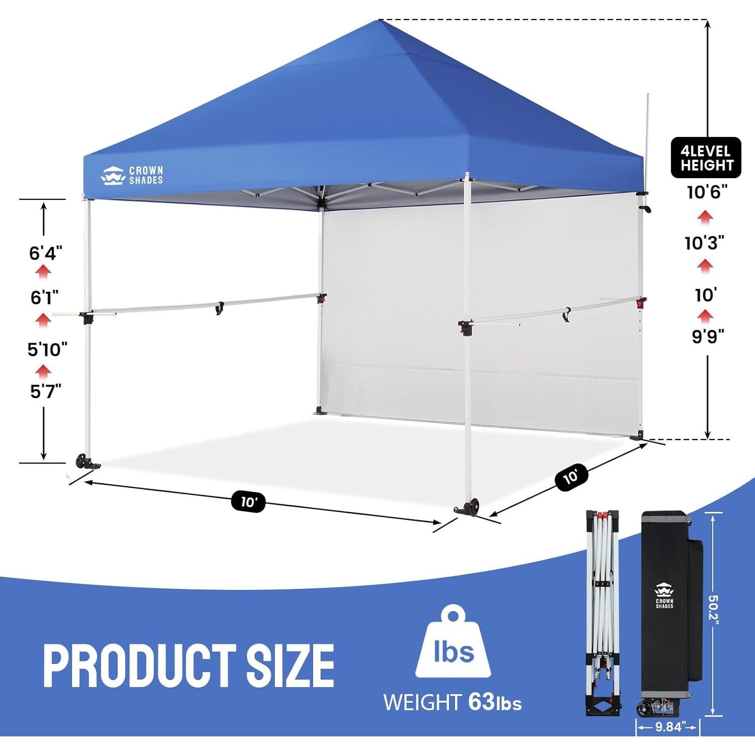 Carpa Plegable CROWN SHADES 3x3m Azul con Kit Comercial