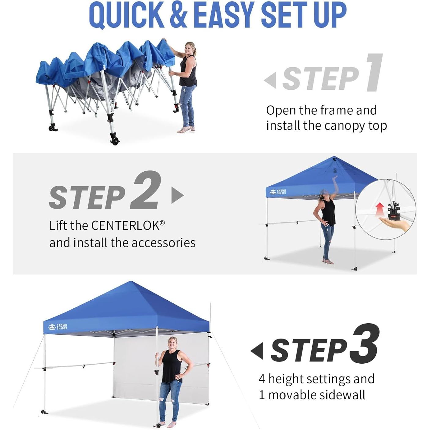 Carpa Plegable CROWN SHADES 3x3m Azul con Kit Comercial