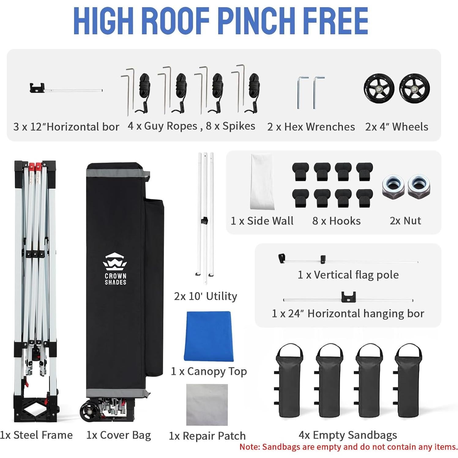 Carpa Plegable CROWN SHADES 3x3m Azul con Kit Comercial