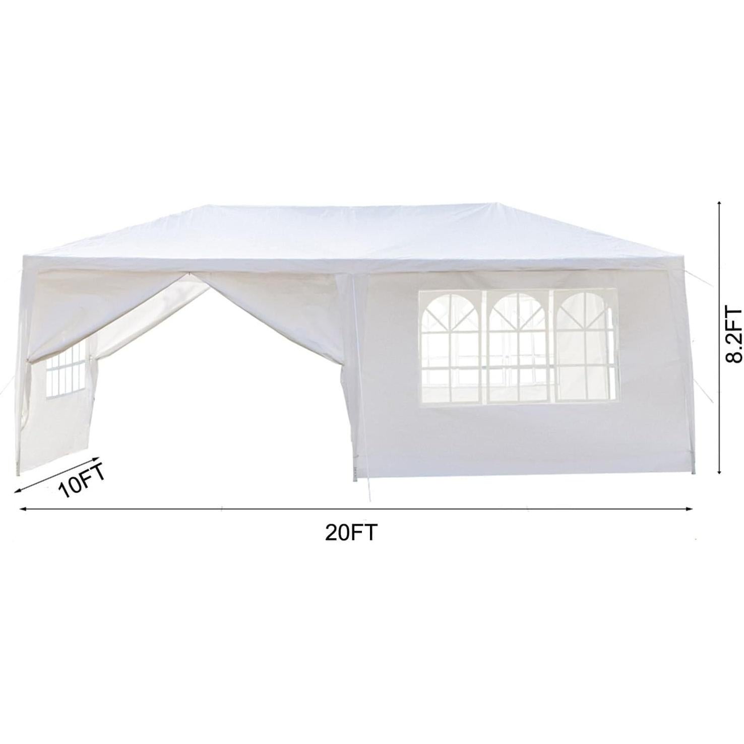 Outdoor Garden Gazebo Wedding Party Tent Canopy Marquee with Removable Sidewalls, Folding Canopy, Outdoor Event Shelter, Portable Tents, Pop Up Canopy (White, 10 x 20 Ft)