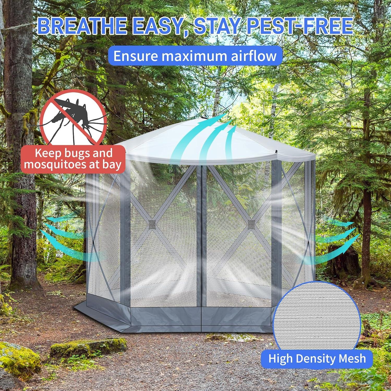 Carpa Portátil 3x3m HopeHope con Techo UV y Paredes de Malla