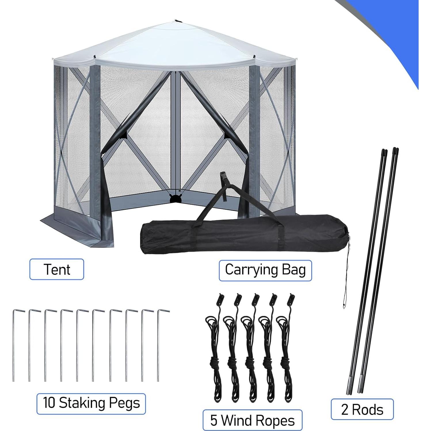 Carpa Portátil 3x3m HopeHope con Techo UV y Paredes de Malla