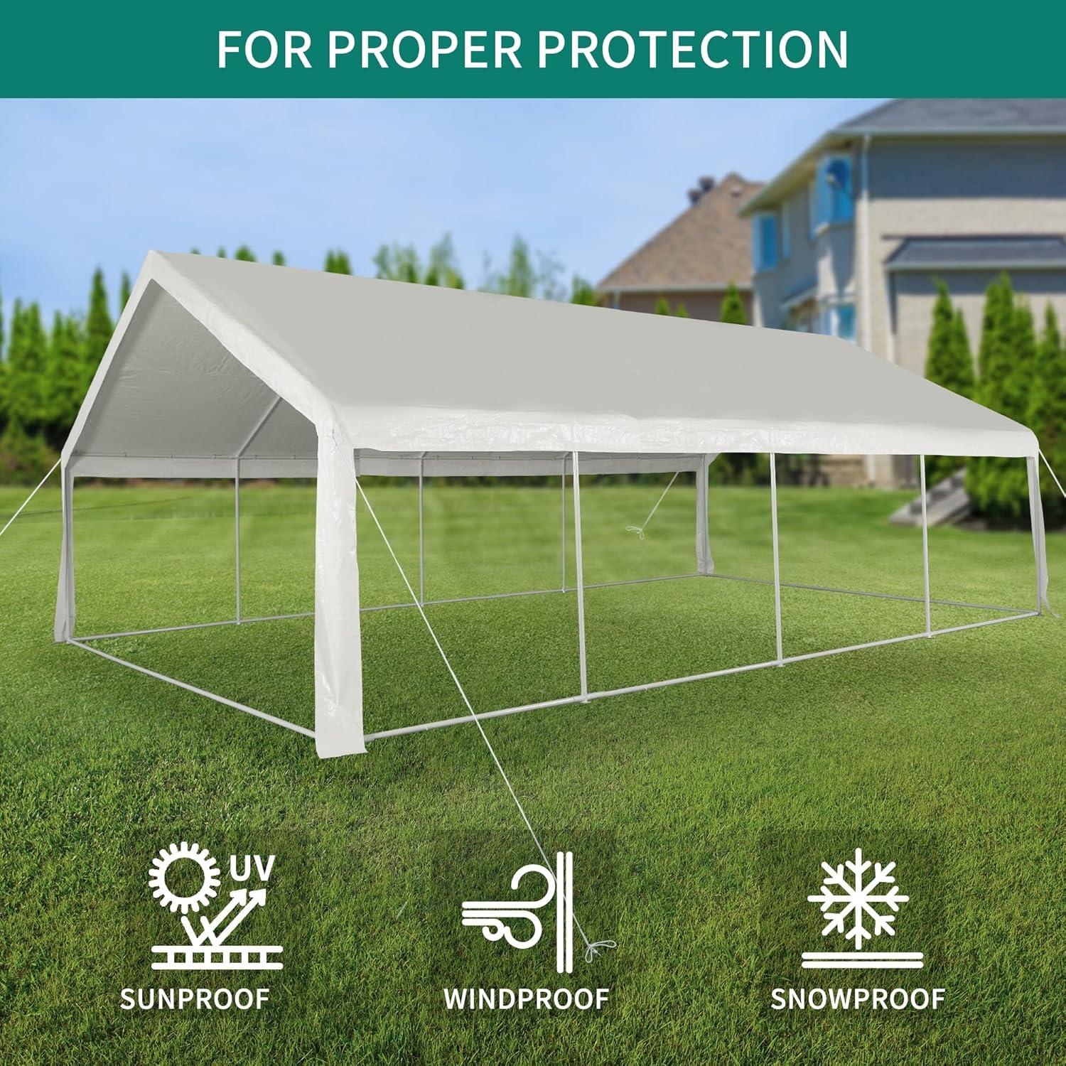 YITAHOME 20x30 ft Outdoor Heavy Duty Party Tent Wedding Event Shelters Upgraded Galvanized Canopy with Large White Roof, Removable PVC Sidewalls & 3 Storage Bags