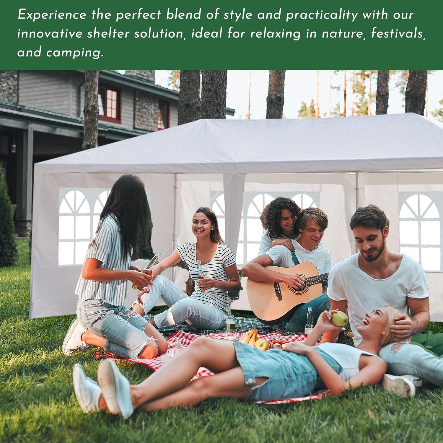 Carpa Doppy 10x20 Pies Blanca Impermeable con 4 Paredes