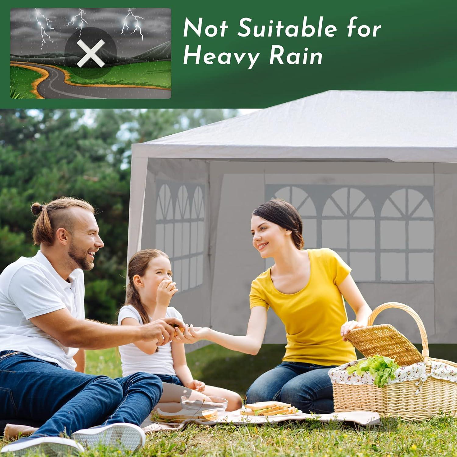 Carpa Doppy 10x20 Pies Blanca Impermeable con 4 Paredes