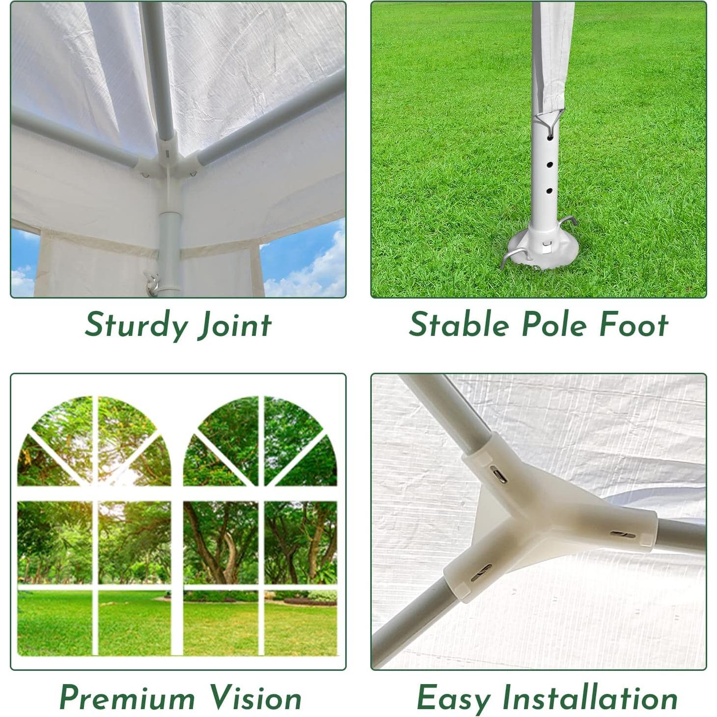 Carpa Doppy 10x20 Pies Blanca Impermeable con 4 Paredes