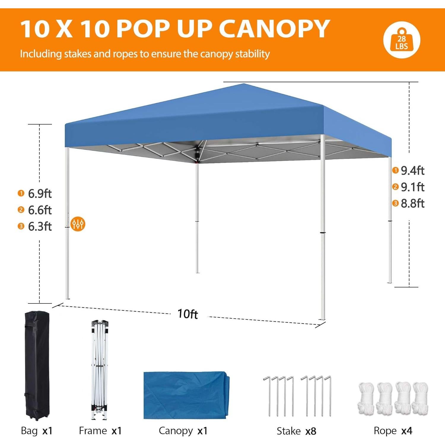 Carpa de Dosel Pop-Up Nova Microdermabrasion 3.05x3.05m Azul