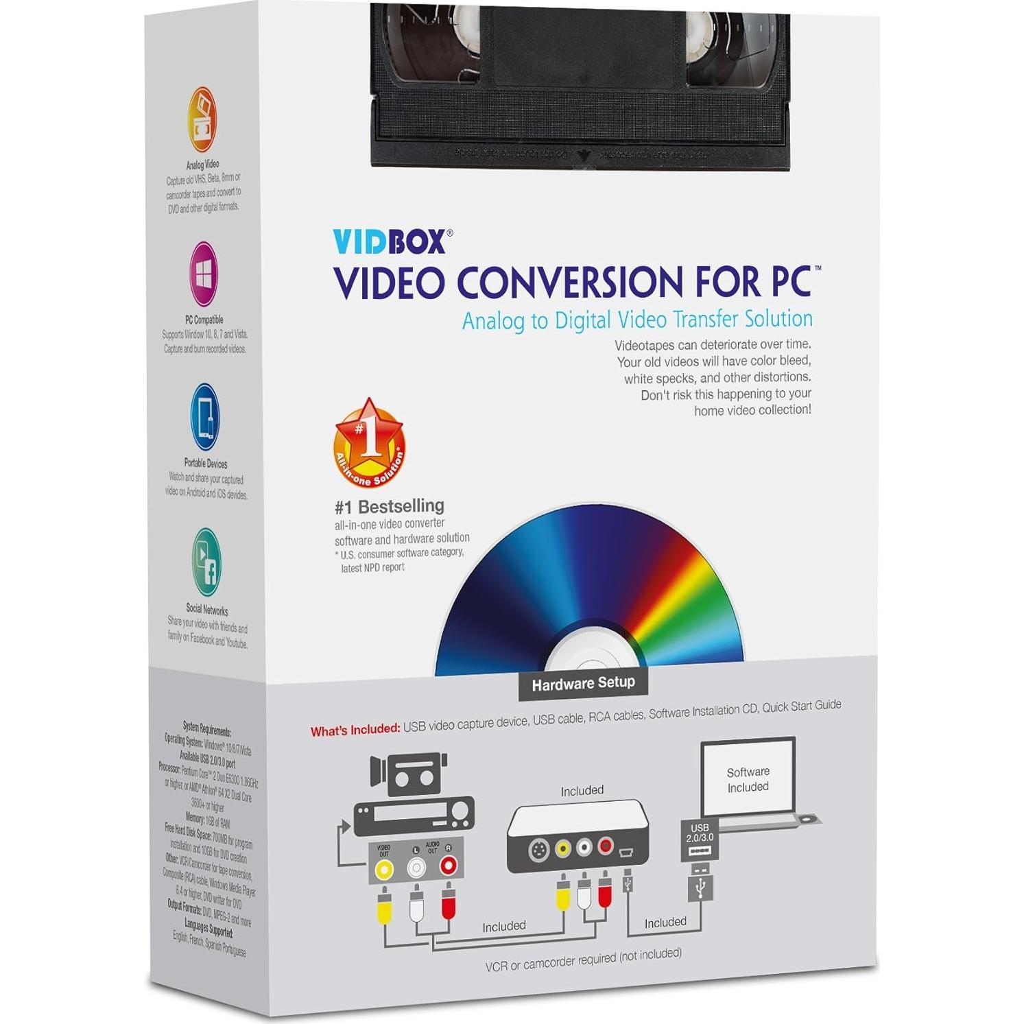 Conversor de Video USB VIDBOX para PC Windows 10/11