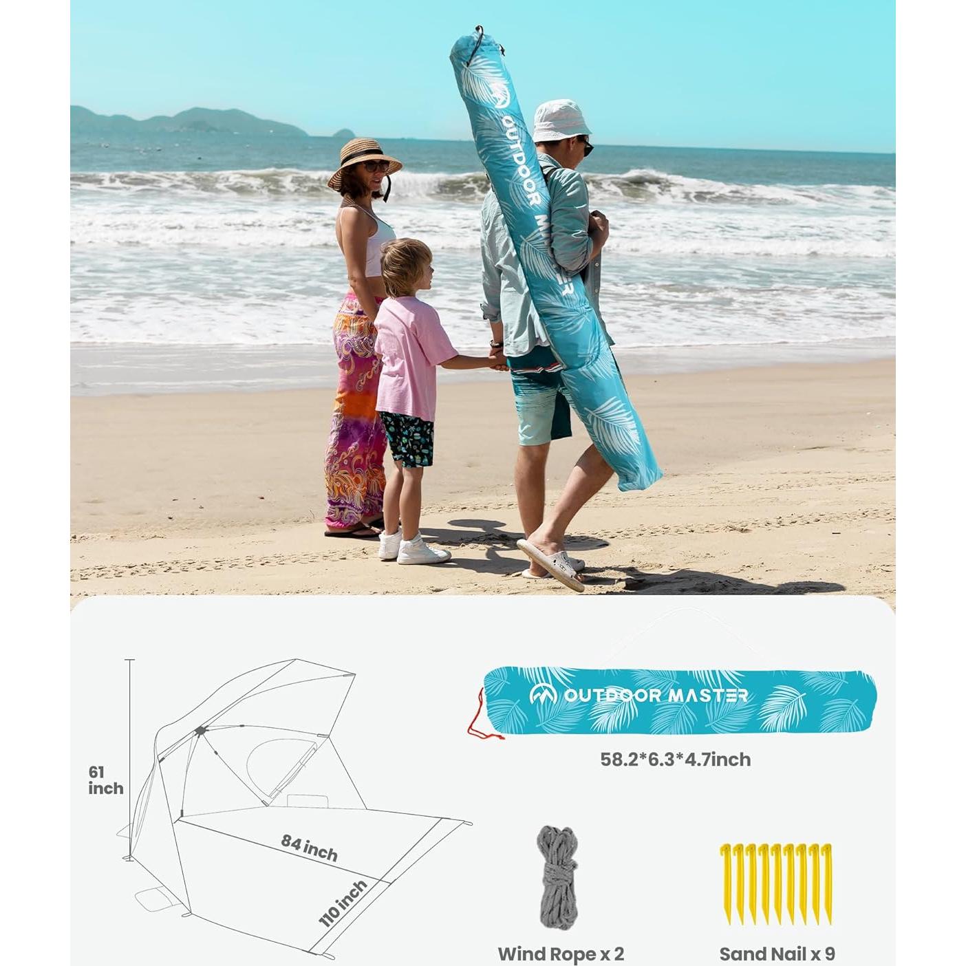Sombrilla de Playa OutdoorMaster Pop Up 4 Personas UV 50+