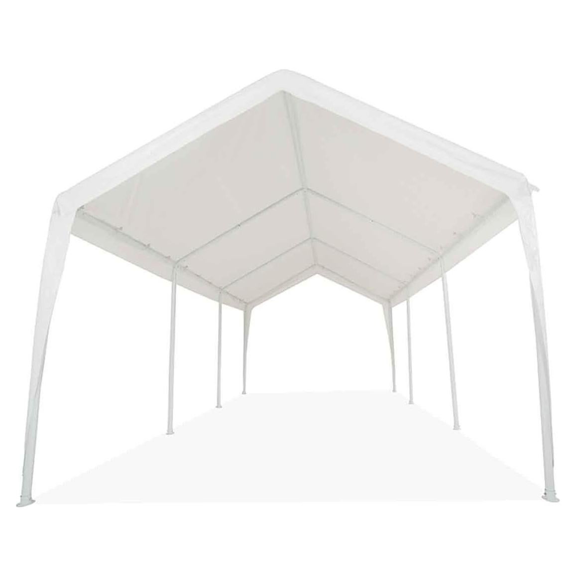 Impact 11' x 20' Portable Carport Garage Canopy, Outdoor Party Tent with 8 Dressed Legs, White