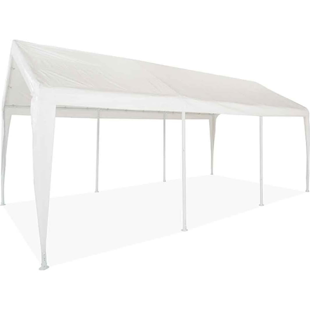 Impact 11' x 20' Portable Carport Garage Canopy, Outdoor Party Tent with 8 Dressed Legs, White